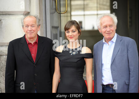 "Deux jours, une nuit" - UK premiere à Somerset House - Arrivées avec : Jean-Pierre Dardenne,Marion Cotillard,Luc Dardenne Où : London, Royaume-Uni Quand : 07 août 2014 Banque D'Images