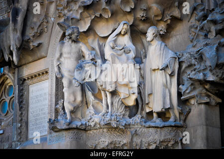 Détails extérieurs de la cathédrale basilique de La Sagrada Familia Barcelone Espagne Banque D'Images