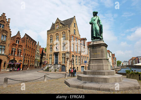 Jan Van Eyck Square, Bruges, Belgique Banque D'Images