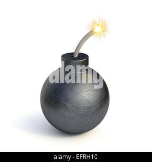 3D render of black bomb isolé sur fond blanc Banque D'Images