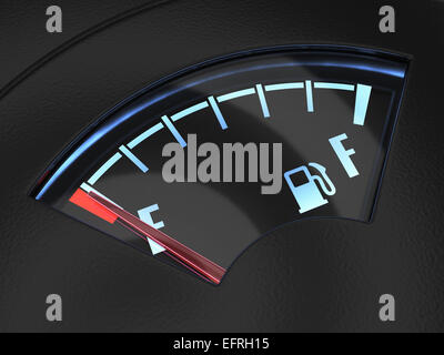 3D render of gas gage avec l'aiguille indiquant un réservoir vide. Aucune crise concept de carburant Banque D'Images