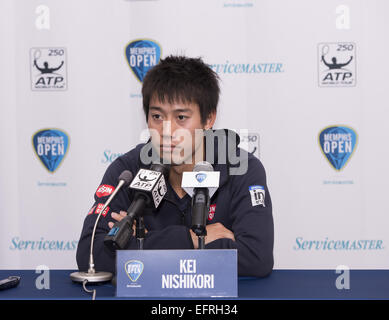 Miami Beach, FL, USA. Feb 9, 2015. Memphis, TN - 9 février : Kei Nishikori(JPN) au 2015 Memphis à Memphis Tennessee presseur ouvert avant sa première journée de play.Photographe Andrew Patron/Zuma Wire Crédit : Andrew Patron/ZUMA/Alamy Fil Live News Banque D'Images