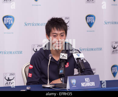 Miami Beach, FL, USA. Feb 9, 2015. Memphis, TN - 9 février : Kei Nishikori(JPN) au 2015 Memphis à Memphis Tennessee presseur ouvert avant sa première journée de play.Photographe Andrew Patron/Zuma Wire Crédit : Andrew Patron/ZUMA/Alamy Fil Live News Banque D'Images