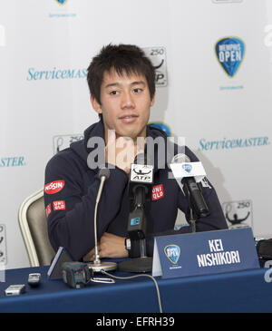 Miami Beach, FL, USA. Feb 9, 2015. Memphis, TN - 9 février : Kei Nishikori(JPN) au 2015 Memphis à Memphis Tennessee presseur ouvert avant sa première journée de play.Photographe Andrew Patron/Zuma Wire Crédit : Andrew Patron/ZUMA/Alamy Fil Live News Banque D'Images