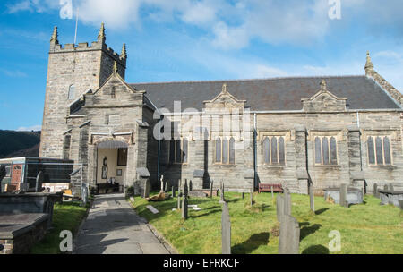 Machynlleth ville du marché sur le marché hebdomadaire, qui se tenait le mercredi,dans Powys, Pays de Galles, Pays de Galles, de l'église, Banque D'Images