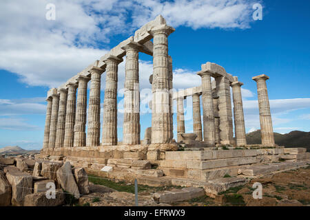 Temple de Poséidon (dieu grec de la mer), la mythologie, Le Cap Sounion, en Grèce Banque D'Images