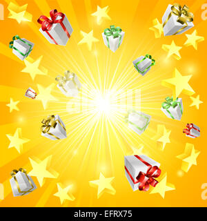 Un don présent fort et star jackpot ou fond de Noël Banque D'Images