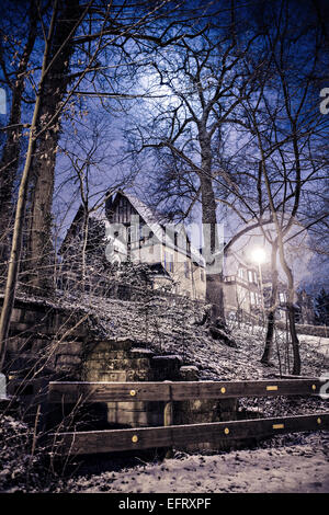 Scènes de nuit d'hiver, ville Coburg en Bavière, Allemagne Banque D'Images