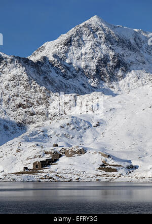 Snowdon, la plus haute montagne d'Angleterre et du Pays de Galles, dans des conditions hivernales Banque D'Images