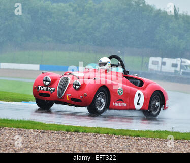 Chris Keith-Lucas Jaguar XK120 120 SAT 50 ans de voitures de sport Jaguar XK Défi Juin 2014 Donington Park. Banque D'Images