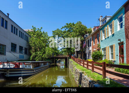 Washington, D.C., aux côtés des maisons le Chesapeake and Ohio Canal, dans le centre-ville de Georgetown, Washington DC, USA Banque D'Images