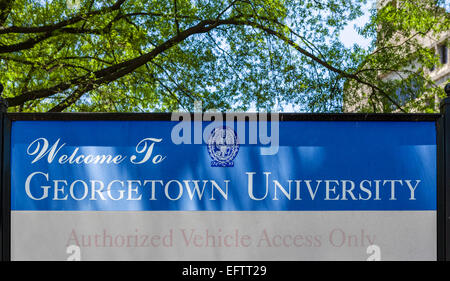 Bienvenue à l'Université de Georgetown de Georgetown, signe, Washington DC, USA Banque D'Images