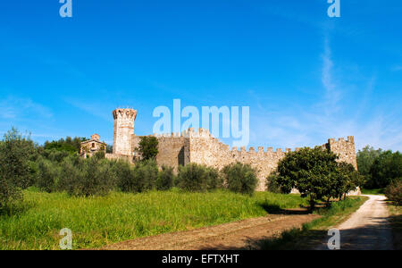 Isola Polvese, château médiéval, le lac Trasimène, Ombrie, Italie Banque D'Images