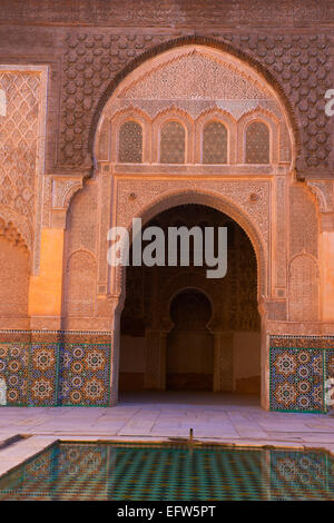 Madrassa Ali Ben Youssef , Marrakech, Site du patrimoine mondial de l'UNESCO, Ali Ben Youssef Medersa , Maroc, Maghreb, Afrique du Nord Banque D'Images