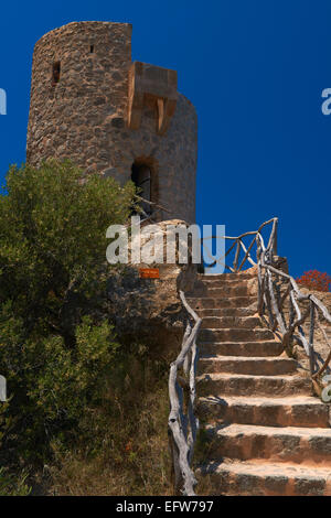 Mallorca, ses dessins animés, Banyalbufar, Serra de Tramuntana, Site du patrimoine mondial de l'UNESCO, l'île de Mallorca, Majorque, Iles Baléares Banque D'Images