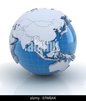 Globe avec continents, l'Europe et l'extrudé Région Afrique Banque D'Images