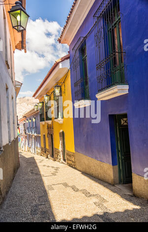 Jaen Street, le mieux conservé de la rue coloniale à La Paz, Bolivie Banque D'Images