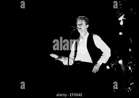 David Bowie en concert sur le Sound & Vision tournée en Italie 1990 Banque D'Images