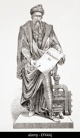 Johannes Gutenberg vers 1398 à 1468. Il présente à l'Europe et de l'impression mécanique inventé Moveable Type. Banque D'Images