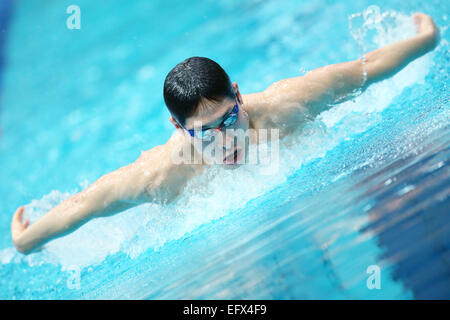 JISS, Tokyo, Japon. 10 fév, 2015. Kosuke Hagino, 10 février 2015 - Natation : Session de formation de l'Équipe nationale de natation le Japon à JISS, Tokyo, Japon. Credit : Ito Shingo/AFLO SPORT/Alamy Live News Banque D'Images