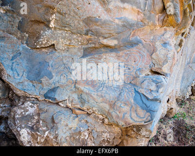 Sculptures rupestres préhistoriques de la Fajana à El Paso sur l'île canarienne de La Palma Banque D'Images