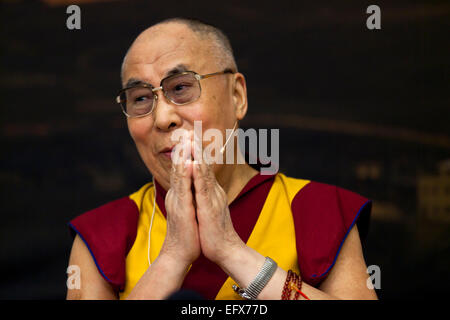 Copenhague, Danemark. 11 Février, 2015. Dalai Lama - le chef spirituel des Tibétains et des bouddhistes tibétains à travers le monde - paie une visite de deux jours au Danemark. Credit : OJPHOTOS/Alamy Live News Banque D'Images