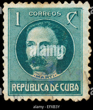 CUBA - circa 1917 : timbre imprimé en Cuba montre image de la Jose Julian Marti Perez est le héros national de Cuba et une importan Banque D'Images