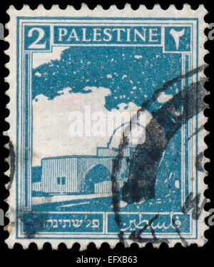 PALESTINE - VERS 1927 : un timbre imprimé en Palestine Bethléem montre, le tombeau de Rachel, vers 1927 Banque D'Images