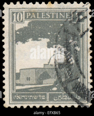 PALESTINE - VERS 1927 : un timbre imprimé en Palestine Bethléem montre, le tombeau de Rachel, vers 1927 Banque D'Images