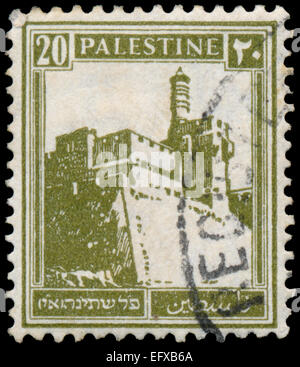 PALESTINE - VERS 1927 : un timbre imprimé en Palestine montre Citadelle Tour de David, vers 1927 Banque D'Images