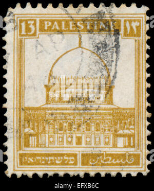 PALESTINE - VERS 1927 : un timbre imprimé en Palestine montre Mosquée d'Omar (Dôme du Rocher), vers 1927 Banque D'Images