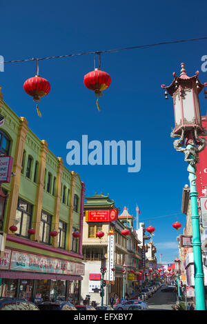 Lanternes chinoises des CANDÉLABRES AVENUE GRANT CHINATOWN SAN FRANCISCO CALIFORNIA USA Banque D'Images