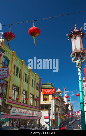 Lanternes chinoises des CANDÉLABRES AVENUE GRANT CHINATOWN SAN FRANCISCO CALIFORNIA USA Banque D'Images