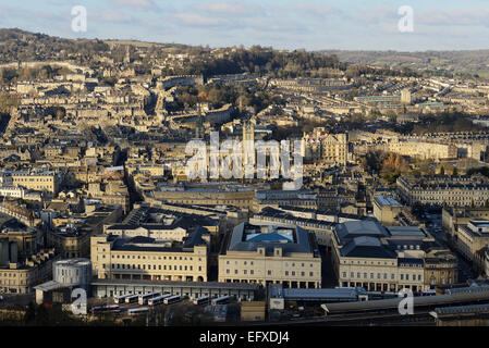 Le centre-ville de Bath skyline en hiver Banque D'Images