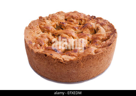 Tarte aux pommes faite maison isolé sur fond blanc Banque D'Images