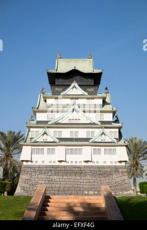 Maquette du château d'Osaka (Dubaï est jumelée avec Osaka) dans le parc Zabeel Dubai Emirats Arabes Unis. Banque D'Images