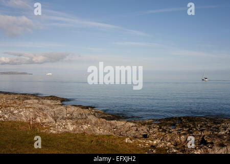 Belfast Lough estran rocheux au pickie Bangor Northern Ireland Banque D'Images