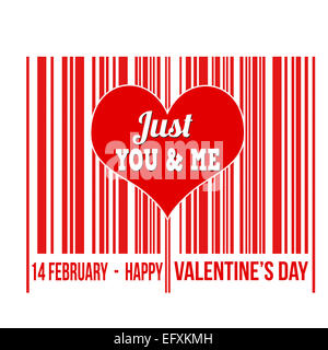 Happy Valentines Day code-barres avec cœur à l'intérieur sur fond blanc Banque D'Images