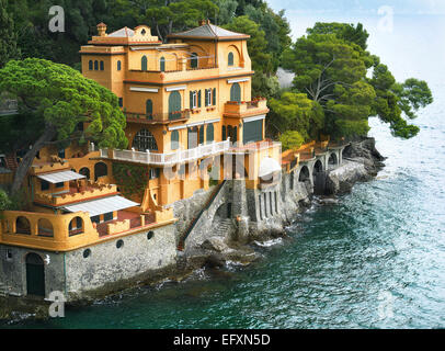 Villa en bord de mer près de Portofino en Italie Banque D'Images