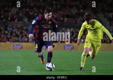 Barcelone, Espagne. Feb 11, 2015. Copa del Rey Semi finale 1ère manche. Barcelone contre Villarreal. Messi en action pendant le match : Action Crédit Plus Sport/Alamy Live News Banque D'Images