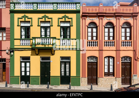 Maisons dans la rue Obispo Rey Redondo et Concepcion Square, ville coloniale, La Laguna, San Cristobal de La Laguna, UNESCO World Il Banque D'Images