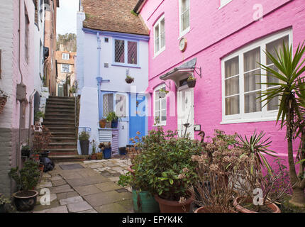 Les ruelles étroites de la vieille ville de Hastings. Banque D'Images