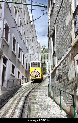 Funiculaire à Lisbonne, Portugal (Elevador do Lavra) Banque D'Images