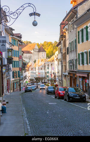 La vieille ville de Porrentruy, Canton du Jura, Suisse. Banque D'Images