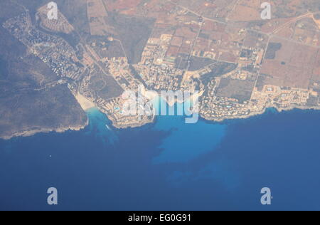 Vue aérienne de Cala Mendia dans l'île de Majorque, Espagne Banque D'Images