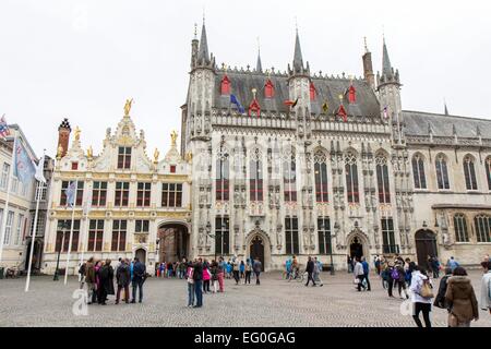 Belgique : Hôtel de ville de Bruges avec musée. Photo du 30 août 2015. Banque D'Images