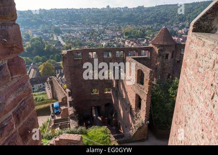 Allemagne : ville de Wertheim comme vu du château, le Bade-Wurtemberg. Photo à partir de 3. Octobre 2014. Banque D'Images
