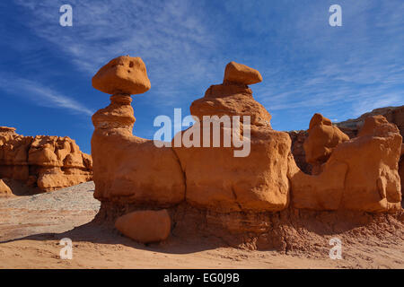 Rock Hoodoo dans le parc national de Goblin Valley, Utah, États-Unis Banque D'Images