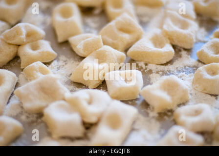 Italie, Toscane, Close-up de gnocchi frais Banque D'Images