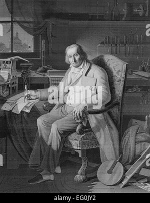 JOSEPH JACQUARD (1752-1834) français qui a mis au point les premiers weaver tisser programmable nommé d'après lui. Banque D'Images